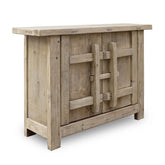 Indian Hand Carved 2 Door Solid Wood Cabinet Natural